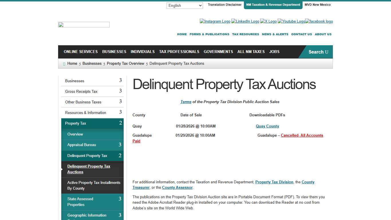 Delinquent Property Tax Auctions : Businesses