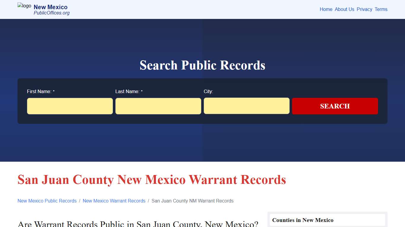 San Juan County, NM Warrant Records Search – PublicOffices.org