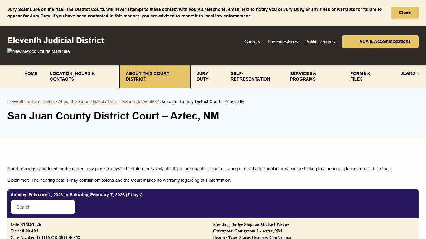 San Juan County District Court - Aztec, NM - Eleventh Judicial District