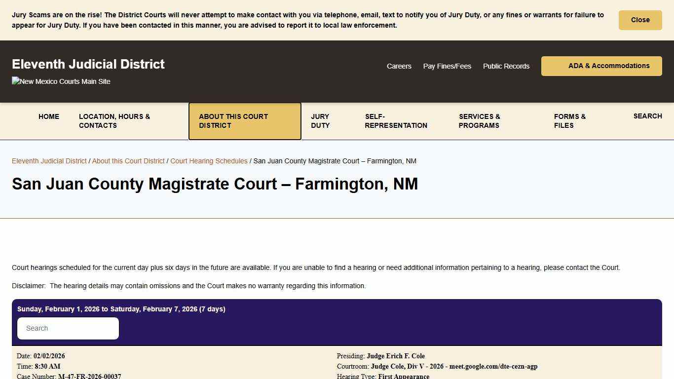 San Juan County Magistrate Court - Farmington, NM - Eleventh Judicial District